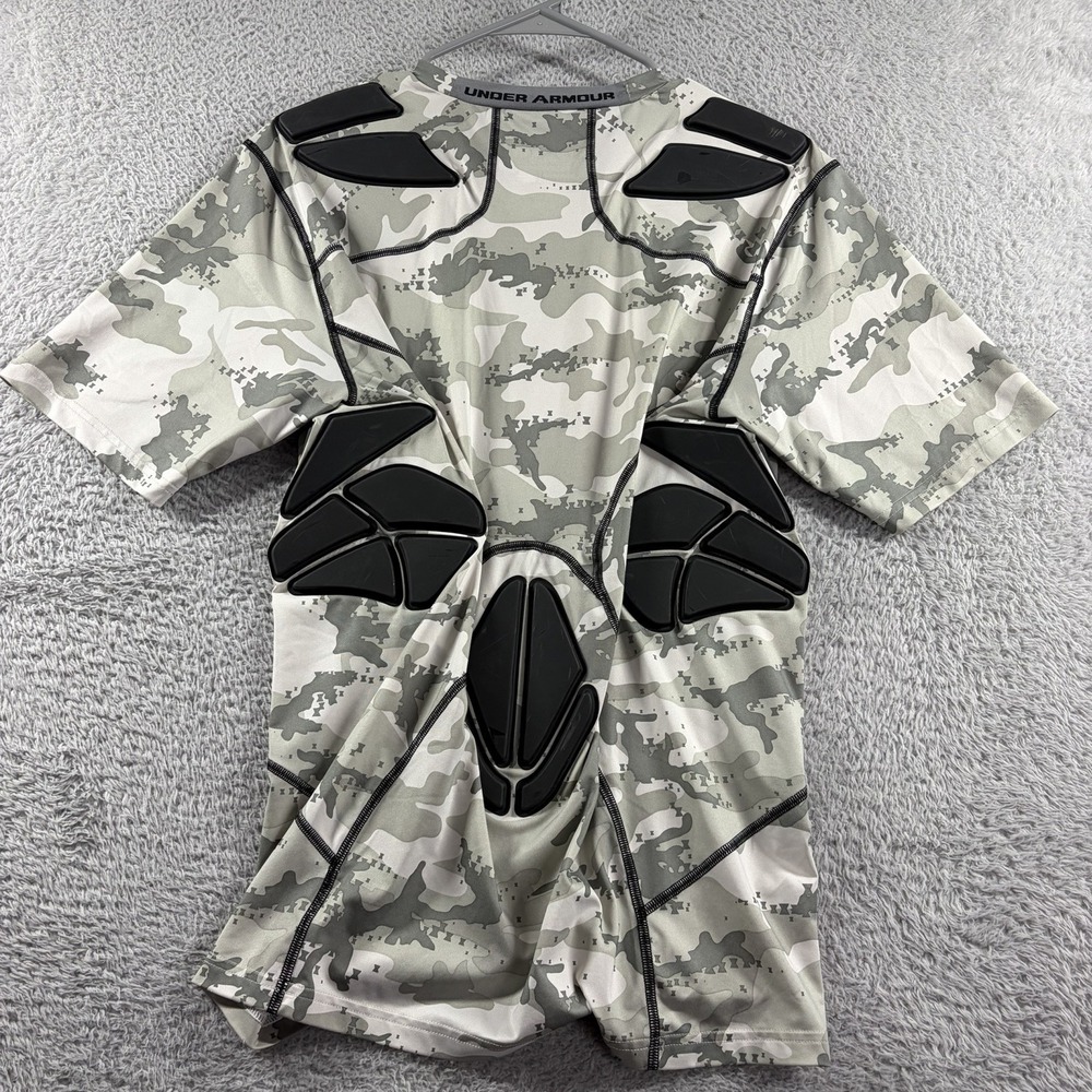 Under Armour Padded Compression Shirt Boys XL White Camo Football Heatgear